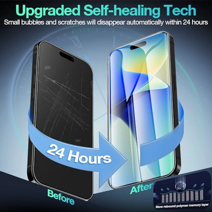 3 Pack for iPhone 16 Screen Protector Film (NOT Glass), Ultra-Thin Flexible Hydrogel Film Screen Protector for iPhone 16 Plus with [Easy Installation Tray], Non-breakable - size: iPhone 16