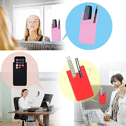 SHANSHUI Phone Card Holder, Phone Wallet Stick on Business Card Holder Pocket Compatible for iPhone 11 Pro and Most Smartphones - 5PCS - color: Dark-Blue+Black+White+Grey+Pink