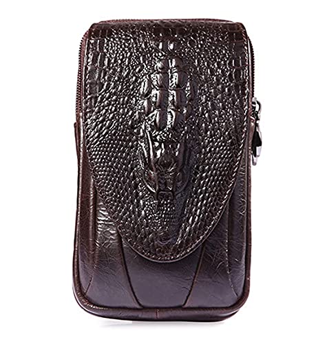 Crocodile Leather Phone Belt Bag Waist Pack for Men Travel Outdoor Casual Cellphone Loop Holster Case Money Coin Mini Pouch Purse Wallet Coffee - color: #04coffee