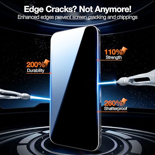 TORRAS Diamond Shield for iPhone 15 Pro Screen Protector [Military-Grade Protection] 9H+ Unbreakable Shatterproof Aerospace Tempered Glass Full Coverage InstaFit Bubble-Free, 2-Pack - size: iPhone 15 Pro（6.1 inch）