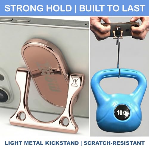 Patented 3-Finger Phone Grip & Stand - Comfortable & Secure Loop Holder for iPhone & Android - Ultra-Slim Zinc Alloy - Magnetic Mount Ready - Cell Phone Ring Alternative [Rose Gold] - color: Rose gold