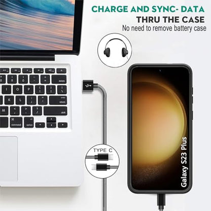 Battery Case for Galaxy S23 Plus,[12000mAh] Large Capacity Slim Portable Protective Fast Charging Case Battery Case Compatible with Galaxy S23 Plus(6.6inch) Wireless Charging Case with Carplay-Black - size: Galaxy S23 Plus