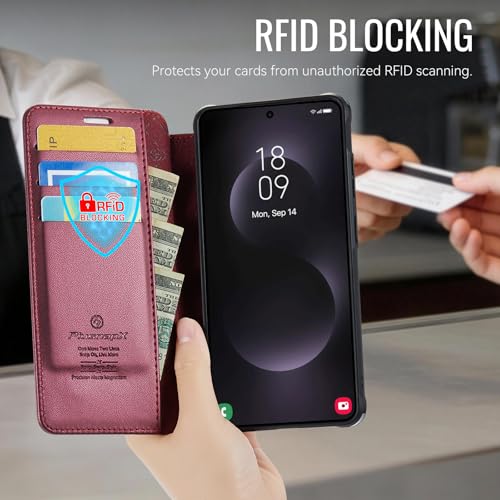 for Samsung Galaxy S26 Ultra - Slim Case Magnetic Wallet, WineRed - color: Wine Red, size: Galaxy S26 Ultra