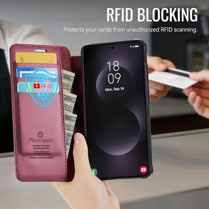 for Samsung Galaxy S26 Ultra - Slim Case Magnetic Wallet, WineRed - color: Wine Red, size: Galaxy S26 Ultra
