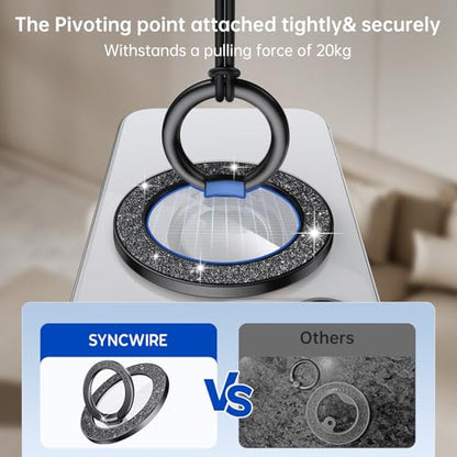 Syncwire Magnetic Phone Grip for MagSafe,Sparkle Ring Holder,Black Diamond - color: Black Diamond