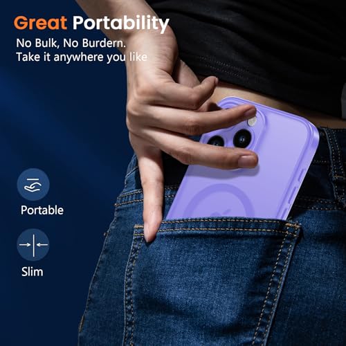 Magnetic Case for iPhone 13 Pro 6.1-Inch, [Compatible with Magsafe][Full Camera Protection] Ultra Slim Translucent Matte Shockproof Protection Phone Cover-Light Purple - color: Light Purple, size: iPhone 13 Pro