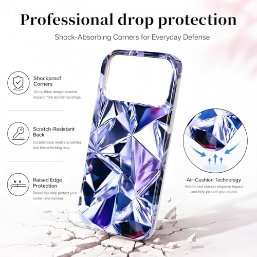 Case Compatible with iPhone 17 Pro Max, 2025 Anti-Yellow Ultra Transparent Soft TPU Phone Case, Shockproof Anti-Slip Slim Lightweight Full Coverage Protective (Gemstone) - color: Gemstone
