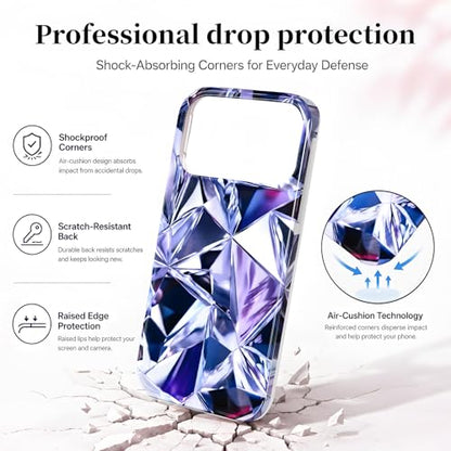 Case Compatible with iPhone 17 Pro Max, 2025 Anti-Yellow Ultra Transparent Soft TPU Phone Case, Shockproof Anti-Slip Slim Lightweight Full Coverage Protective (Gemstone) - color: Gemstone