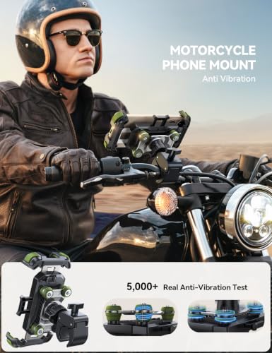 JOYROOM Motorcycle Phone Mount Holder with Dual Vibration Dampener - color: Green