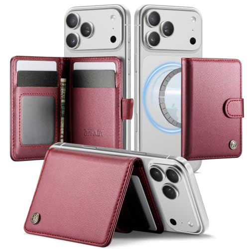 for Magsafe Magnetic Phone Wallet Card Holder, Elegant Wine Red - color: Elegant Wine Red