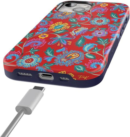 Casely iPhone 15 Plus Case | Painted Flowers | Frida Kahlo Floral | Bold Protective Design | Compatible with MagSafe - color: Frida Kahlo | Painted Flowers | Floral