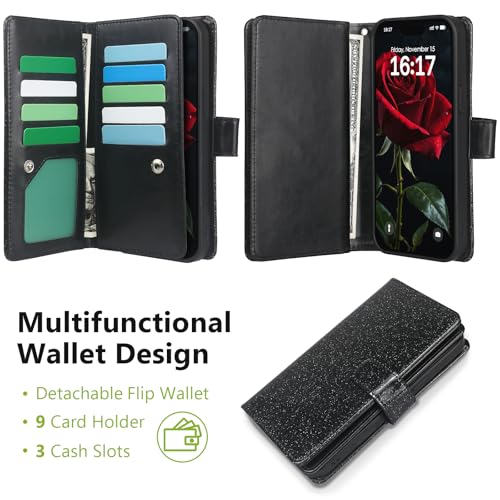 Varikke for iPhone 13 Case Wallet Strong Magnetic Detachable, Black - color: (Standard) Black, size: iPhone 13 6.1"