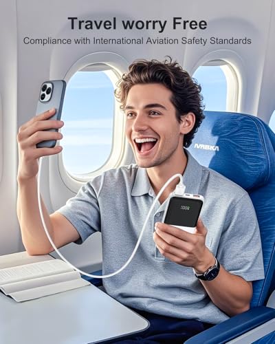 Portable Charger,Slim 10000mAh Power Bank,22.5W USB-C Fast Charging Battery Pack Compatible with iPhone 17/16/15/14/13/12 Pro Samsung Galaxy, iPad, AirPods, Android Tablets (White) - color: White