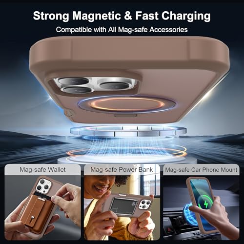 Compatible with iPhone 16 Pro Case with Magnetic Ring Stand [Compatible with Mag-Safe] [Built-in Screen Protector] Military-Grade Drop Protection Matte Translucent Phone Case, Desert Brown - color: Desert Brown, size: Iphone 16 Pro