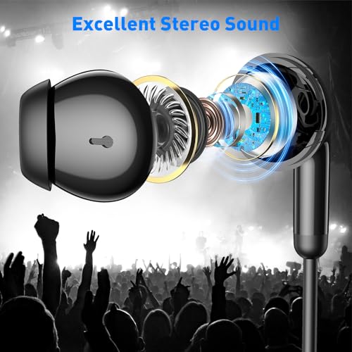 APETOO 3.5mm Wired Earbuds in-Ear Headphones School Chromebook Laptop Black - color: Black