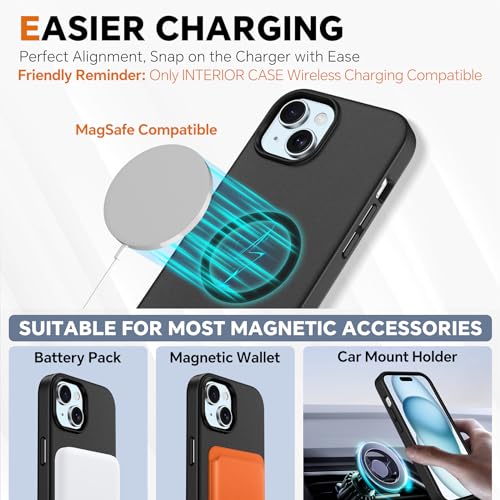 TUCCH 2-in-1 Detachable Wallet Case for iPhone 15 (6.1") 2023, Black | 4 Card Holders, RFID Blocking, Wireless Charging, Kickstand, Shockproof TPU, PU Leather, Magnetic, Folio Cover - color: Black (2-in-1 Detachable)