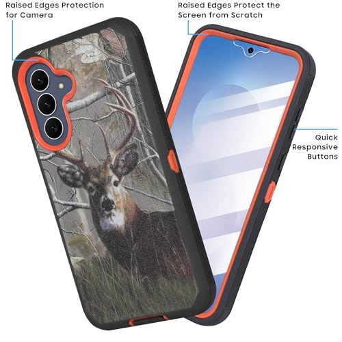 Compatible for Samsung S25 FE, Built in Screen Protector, Belt Clip Holster Heavy Duty Defender Case Dustproof Shockproof Protection (Deer) - color: Deer
