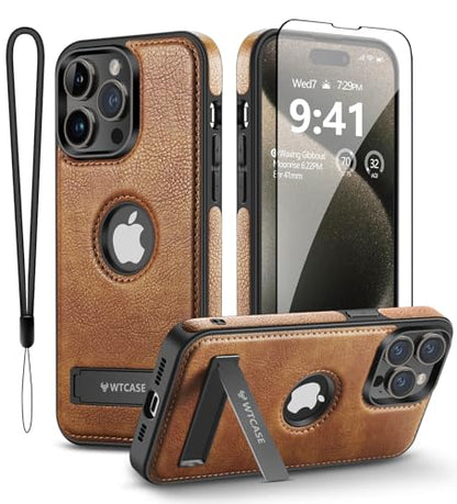WTCASE Magnetic for iPhone 15 Pro Leather Case,Built-in Invisible Stand [Compatible with Magsafe] Protective Slim Kickstand Phone Cover Compatible with iPhone 15 Pro (2023) 6.1" (Brown) - color: Brown, size: iPhone 15 Pro-6.1"