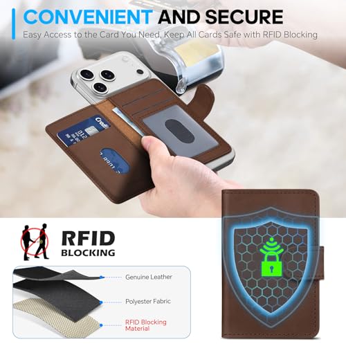 SHIELDON Genuine Leather for Magsafe Wallet, Crazy Horse Dark Brown - color: Crazy Horse - Dark Brown