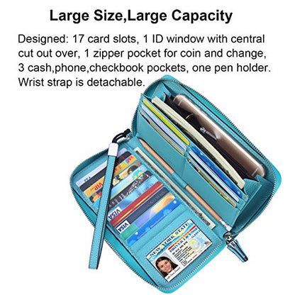 Small Compact Women Wallet RFID Blocking Genuine Leather Bifold Purse with ID Windows - color: 1- Pebbled Tiffany Blue, size: One Size