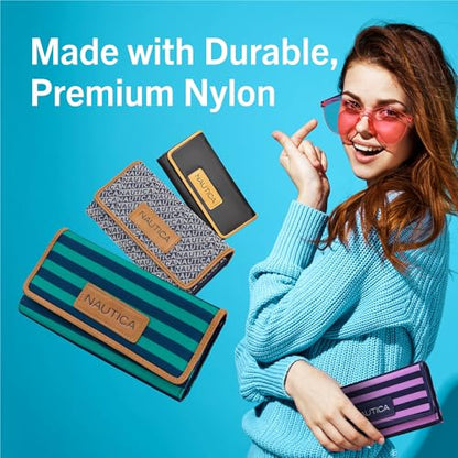 Nautica womens The Perfect Carry All Money Manager Wallet Organizer with RFID Blocking Wallet | The Perfect Carry All - color: Black Jacquard