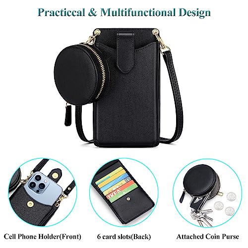 Peacocktion Small Crossbody Cell Phone Purse for Women, Lightweight Mini Small Crossbody Bags for Women with Card Slots - color: 13-black