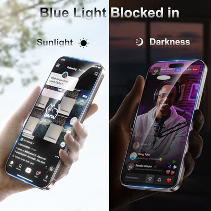 Fotbor [3+3 Pack for iPhone 16 Pro Screen Protector, Anti-Blue Light, [Eye Protection] 9H+ Tempered Glass with Camera Lens Protector - size: iPhone 16 Pro - 6.3 inch