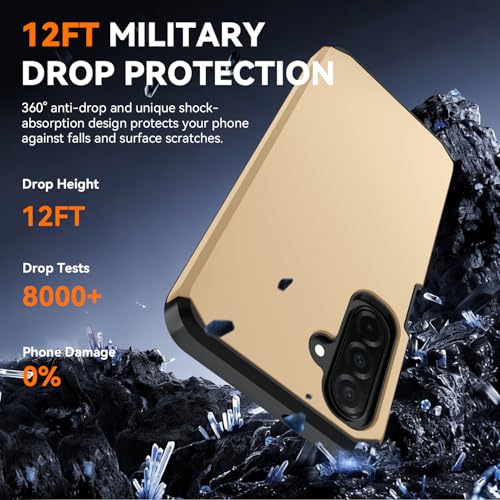 for Samsung Galaxy A17 Case : Shockproof Phone Cover with HD Screen Protector,Hybrid Protective Military-Grade Drop Protection for Galaxy A17 5g / A16 5g & A26 Phone Case(Golden) - color: Golden
