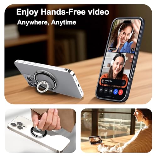 Transparent Shiny Magnetic Phone Ring Holder,360° Rotatable Removable Phone Grip,Clear Black Sparkle Diamond Stylish Design Compatible with All Phones & Tablets - color: Clear Black