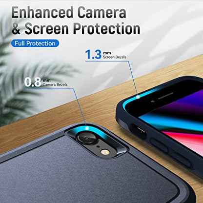 for iPhone SE Case 2022(3rd)/2020(2nd)/iPhone 7/8 Case, with Screen Protector,[Military Grade Drop Tested] Heavy-Duty Tough Rugged Shockproof Protective Phone Case, Blue - color: Blue