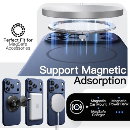 JETech Magnetic Slim Case for iPhone 17 Pro, Dark Blue - color: Dark Blue, size: iPhone 17 Pro