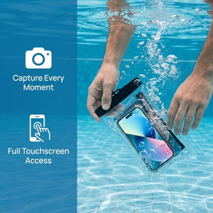 Waterproof Phone Pouch 2.6L Large Capacity Dry Bag with Sensitive Touch Screen 3-Layer Seal Underwater Case for Beach Snorkeling Rafting-Black - color: Black