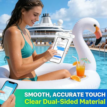 Waterproof Phone Pouch,Underwater IPX8 Phone Case for iPhone 17/16 Pro Max | Phone Dry Bag for Beach Playing &Swimming,Snorkel,Skiing,Surfing Cruise Essentials,Touch Screen with Lanyard(Fits Up to 7.2") - color: White