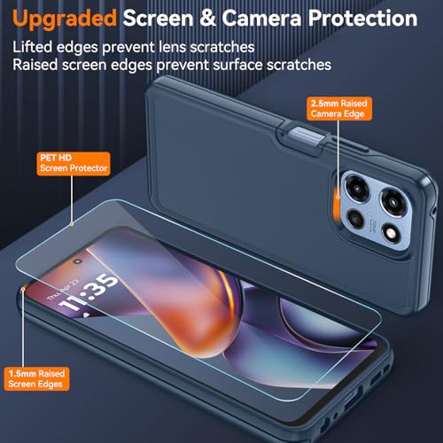 for Motorola Moto G 5G 2025/2026 Case with HD Screen Protector, Moto G Play 2026 Heavy Duty Shockproof Military Grade Full Body Protection Phone Cover (Sapphire Blue) - color: Sapphire Blue