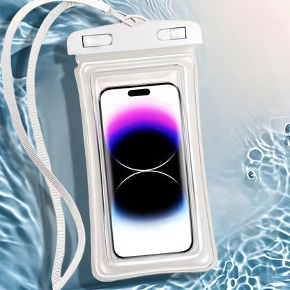 IPX8 Waterproof Phone case, Floating Waterproof Phone Pouch with Adjustable Lanyard & Airbag Heavy-Duty Protection, 7.2" Clear Cellphone Dry Bags for Vacation Beach Pool Cruise Travel Essentials-White - color: White