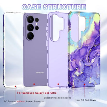 Btscase for Samsung Galaxy S26 Ultra Case, [Military Grade Drop Tested] Marble Pattern Design Slim Rugged Shockproof Women Girls Men Protective Anti-Scratch Cover, Cobalt Violet - color: Cobalt Violet, size: Samsung Galaxy S26 Ultra