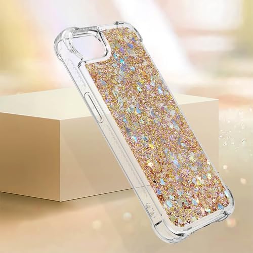 Bling Glitter Case for Apple iPhone 16e.Liquid Gold | Soft TPU Sparkly Flowing Liquid Floating Clear Case for Women Girls Cover for Apple iPhone 16e - color: Gold