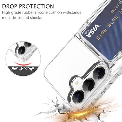 Wallet Case for Samsung Galaxy S26 with 3 Credit Card Holder Clear | Slot Shockproof Hybrid Heavy Duty Protection Clear Phone Cover Compatible with Galaxy S26 6.3 Inch (Clear) - color: Clear, size: Samsung Galaxy S26