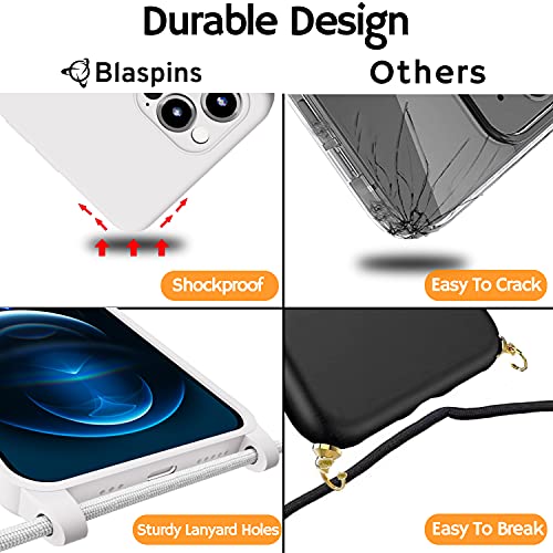 Crossbody Lanyard Strap Case for iPhone 14 Pro Max, Neck Cross Body, Adjustable Holder Removable, Drop Protection Shockproof, Hands-Free Silicone Case 6.7 inch, 150 cm Strap, iP14PM - White - color: White