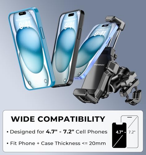 VAZESWIN Motorcycle Phone Mount with Vibration Dampener, Bike Phone Holder