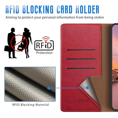 Wallet Case for Samsung Galaxy S25 5G, Red | RFID-Blocking Card Holder, Kickstand, Magnetic Closure, PU Leather Folio Flip Cover, Protective Women Men Cases - color: Red, size: Samsung Galaxy S25