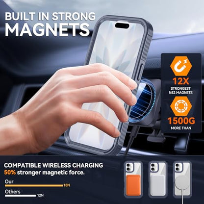 Magnetic for iPhone 17 Case, Compatible with MagSafe, Full Body Rugged Case with Built-in Screen Protector & Kickstand & Belt-Clip (Blue) - color: Blue