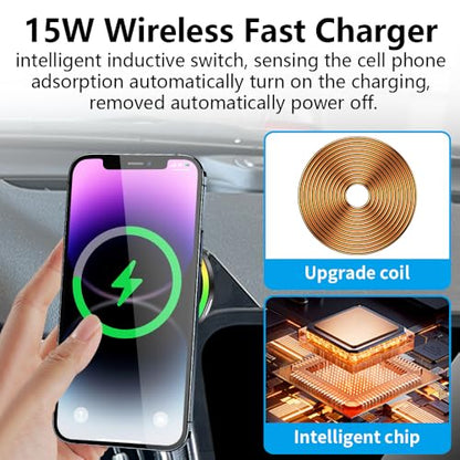 Car Magnetic Phone Mount for Chevrolet Chevy Malibu 2016 2017 2018 2019 2020 2021 2022 2023 2024 2025 Auto Accessories Best Cellphone Holder Fast 15W Wireless Charger Cell Phones Charging Screen Stand