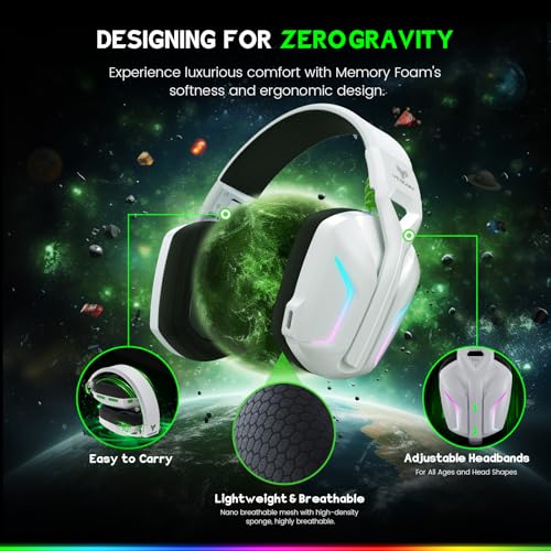WESEARY Wireless Gaming Headset for Xbox Series X|S, 2.4GHz Ultra-Low Latency Headset with Noise Cancelling Mic for PC, PS5, PS4, Switch, Mac, 3D Surround Sound, Bluetooth 5.4, 50H Battery