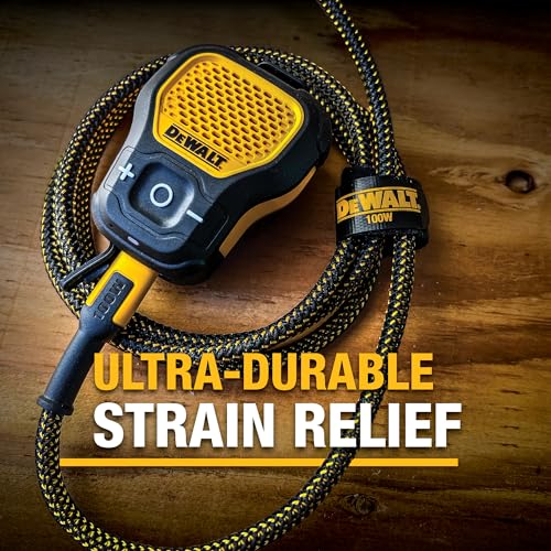 DEWALT Heavy Duty 100W USB C Cable, Jobsite 100 Watt USB C Cable, 4 ft - size: 4FT