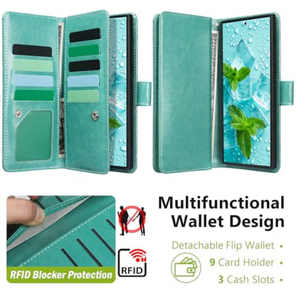 Varikke for Galaxy S25 Ultra Wallet Case Magnetic Detachable, Mint Green - color: Mint, size: Galaxy S25 Ultra 6.9"