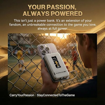 2026 FIFA Licensed 10000mAh Magnetic Power Bank with Built-in Cable and Stand, 15W Wireless Battery Pack for iPhone 17/16 Series, Apple Watch, FIFA World Cup 2026 Official Merchandise,Titanium Silver - color: Titanium Silver