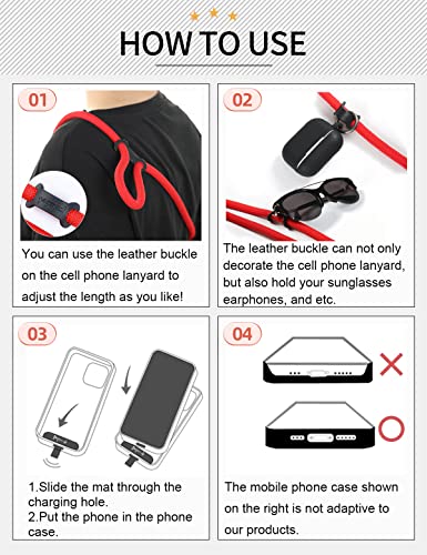 Cell Phone Lanyard ×1, Tether Tab ×2, Universal Adjustable Phone Strap, Crossbody, Neck Phone Lanyard, Rope Strap - color: White-black