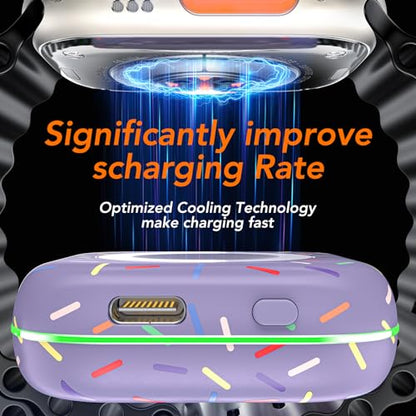 Portable Wireless Charger for Apple Watch Series 11/10/9/8/UItra/7/6/5/4/3/2/SE/Nike,Compact Travel Purse Essentials Magnetic iWatch Charger 1200mAh Extra Power Bank Keychain Style - color: Purple Colorful