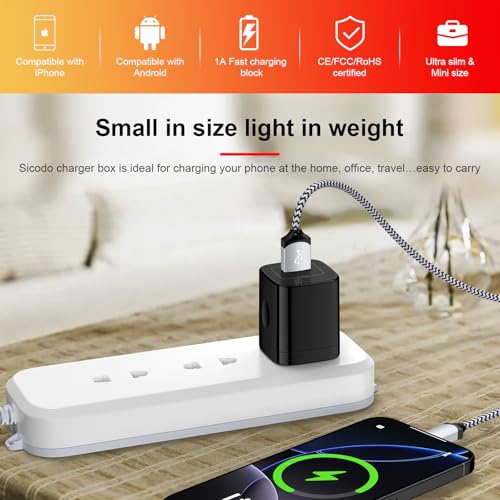 USB Charger Block, 5V 1A Power Adapter USB Wall Plug Charging Box Cube for Samsung Galaxy S26/S25/S24/S23/S22/S21/S20, USBs Plugs for Wall Outlet for iPhone 17/16e/16/15/14/13/12/11, Google Pixel 10 - color: Black